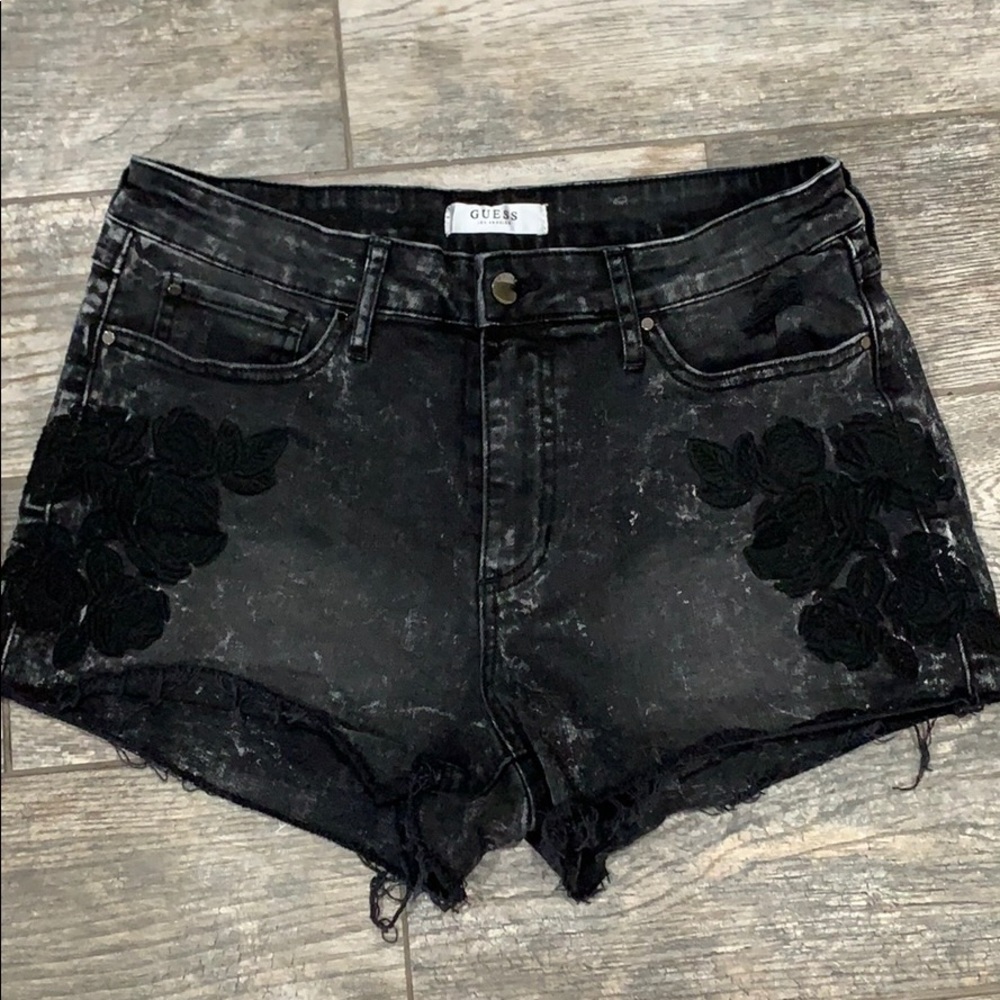 Guess 1981 Embroidered Cutoff Denim Shorts